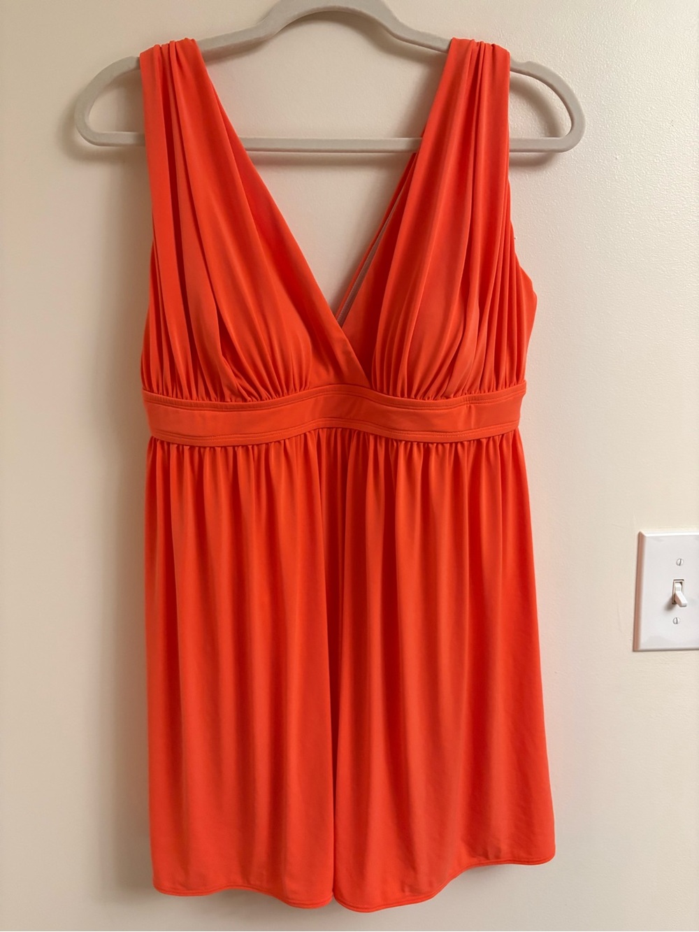 Sonnet Shores Goddess Swim Dress One Piece Swimsuit Coral Orange Ruched Size 8